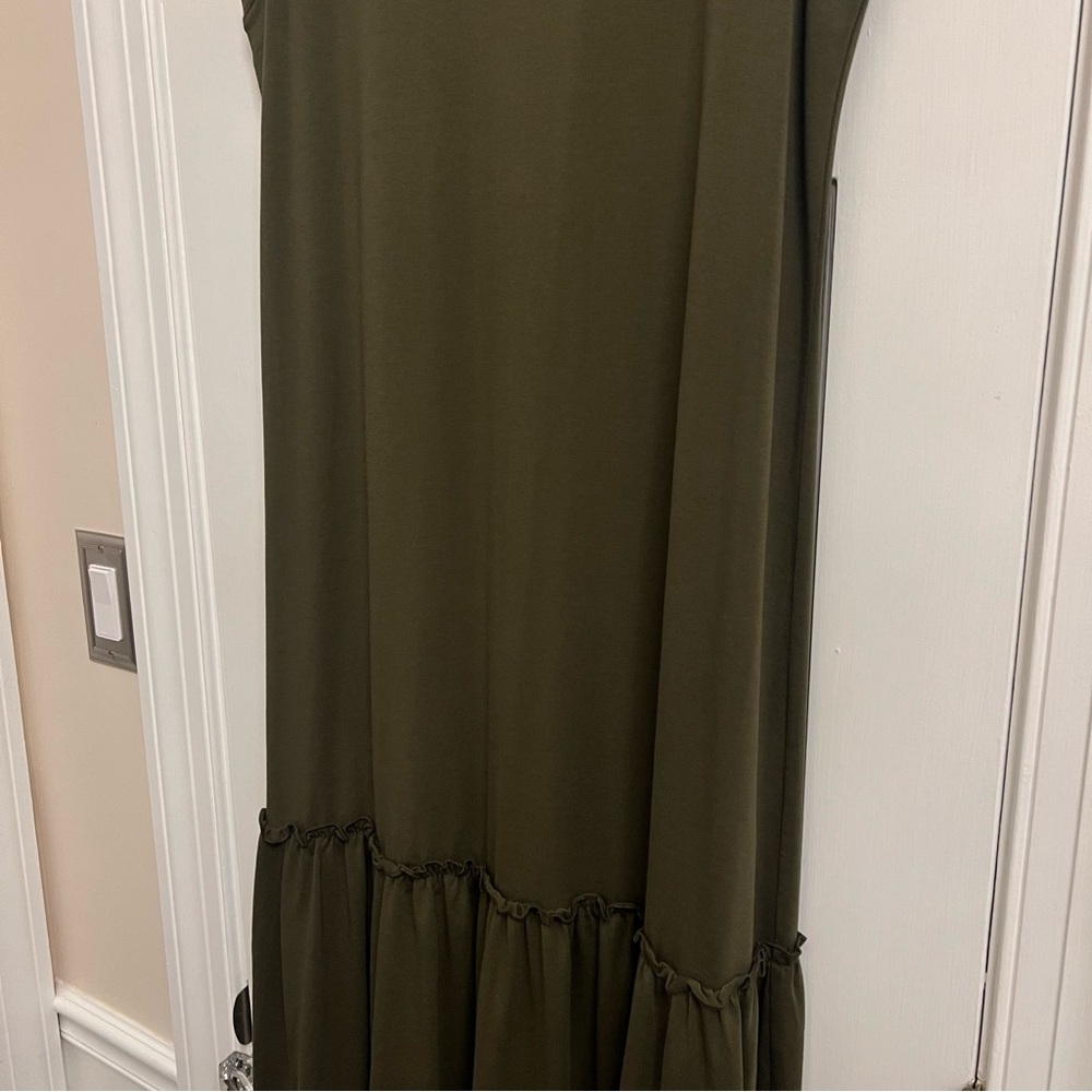 Soft Surroundings Sleeveless Tiered Maxi Dress Green Medium Boho Cottagecore - Picture 5 of 16